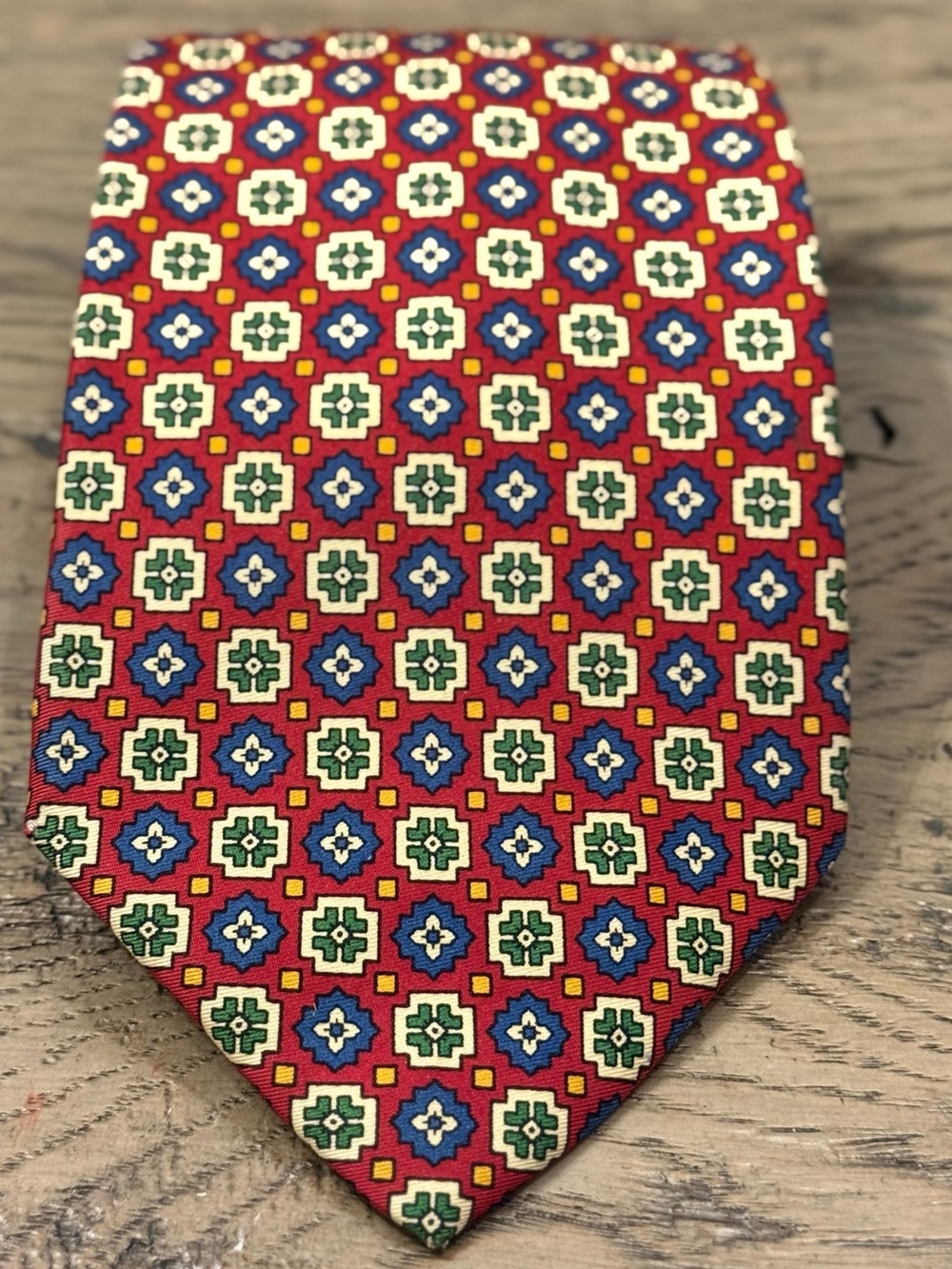 Polo by Ralph Lauren Red Geometric Medallion Silk Tie